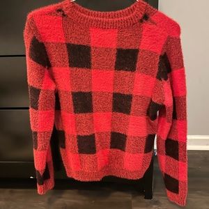 Red and black plaid sweater